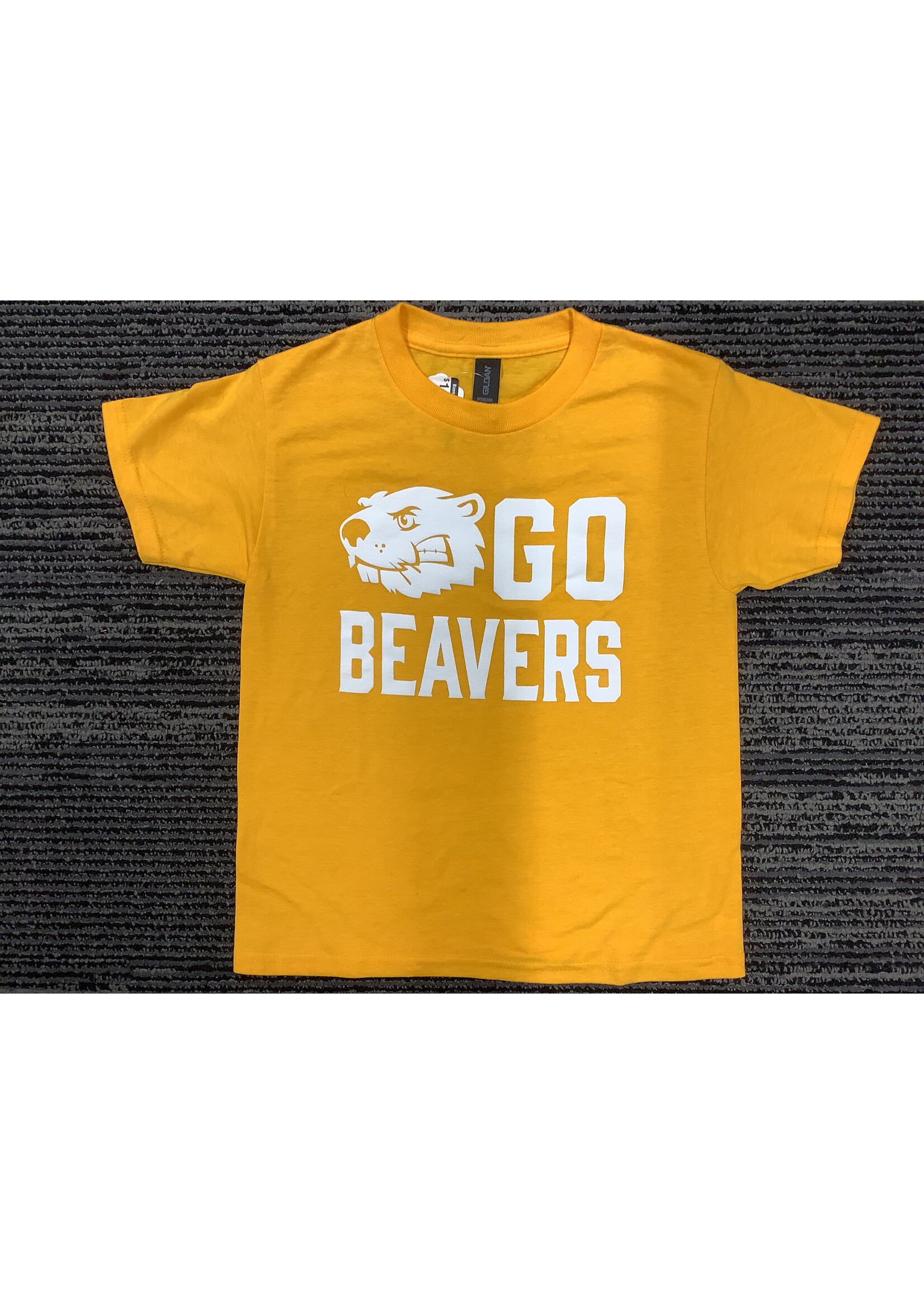 Gildan Youth T Shirt Go Beavers White ink