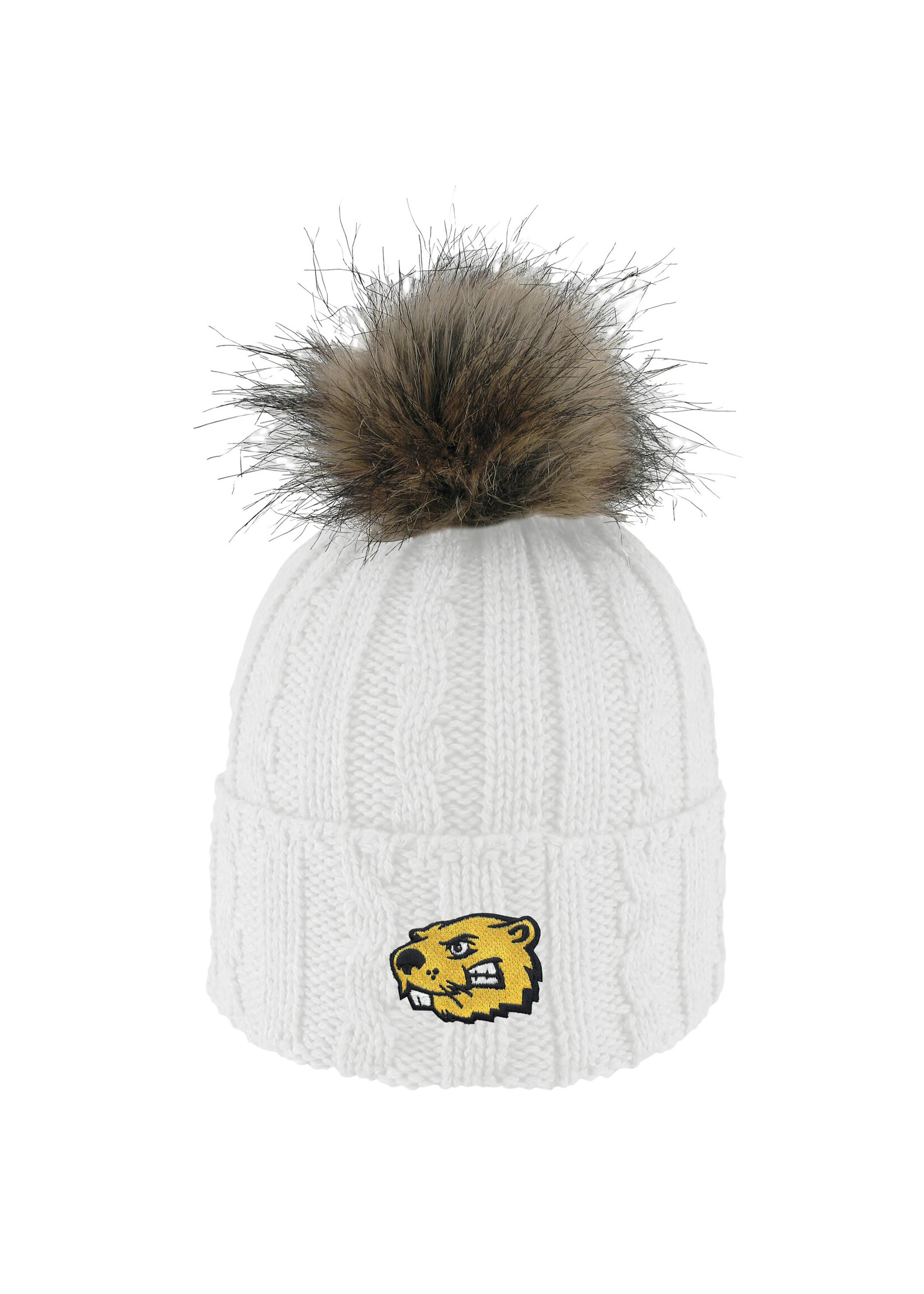 Logo Fit Alps Knit Cuff Hat Faux pom