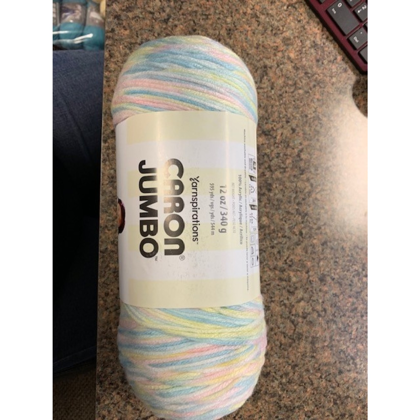 Caron Yarn, Caron Jumbo, 595 yds, Baby Rainbow, # 4