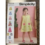 Simplicity Dress, Girls,  Size 1-4, # 9318