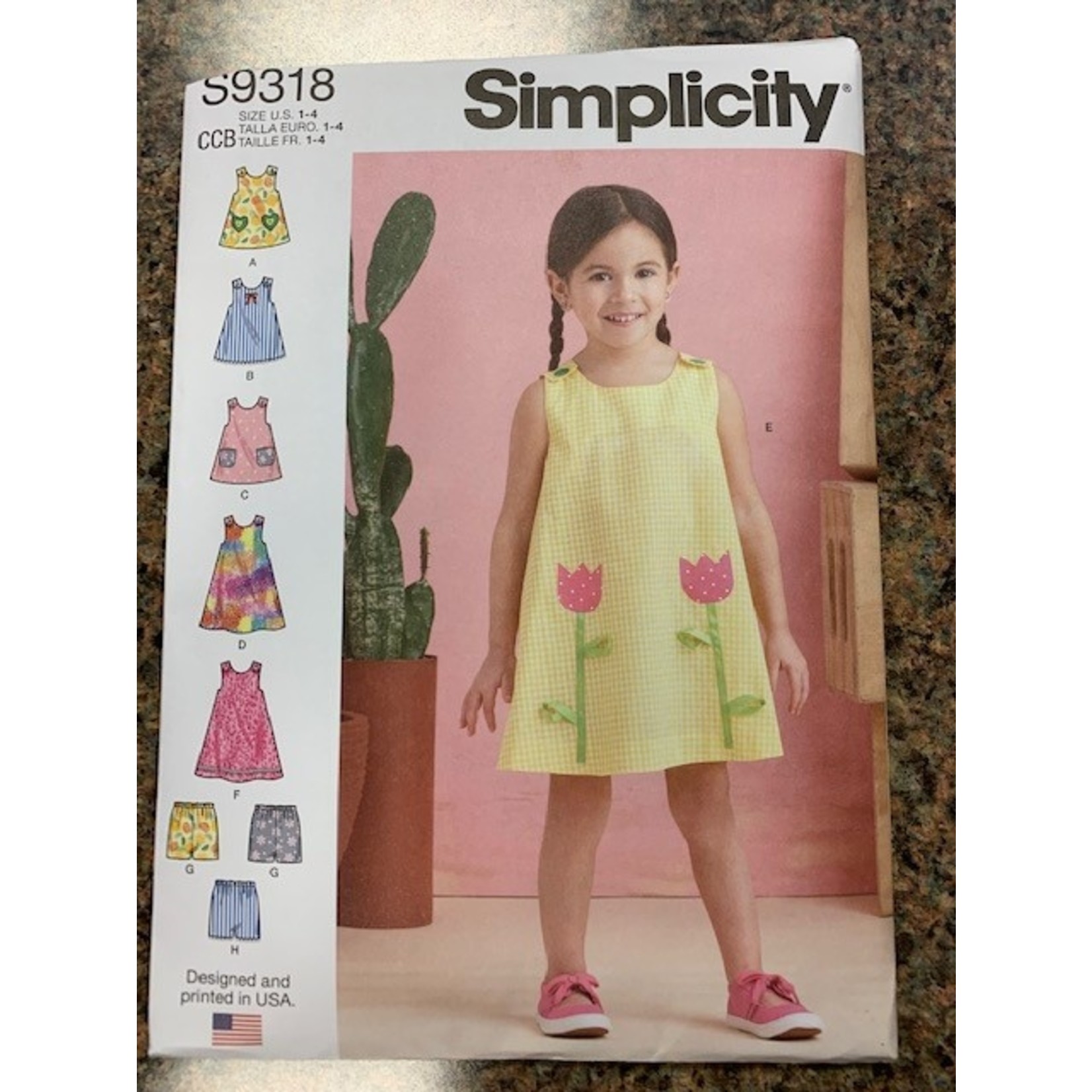 Simplicity Dress, Girls,  Size 1-4, # 9318