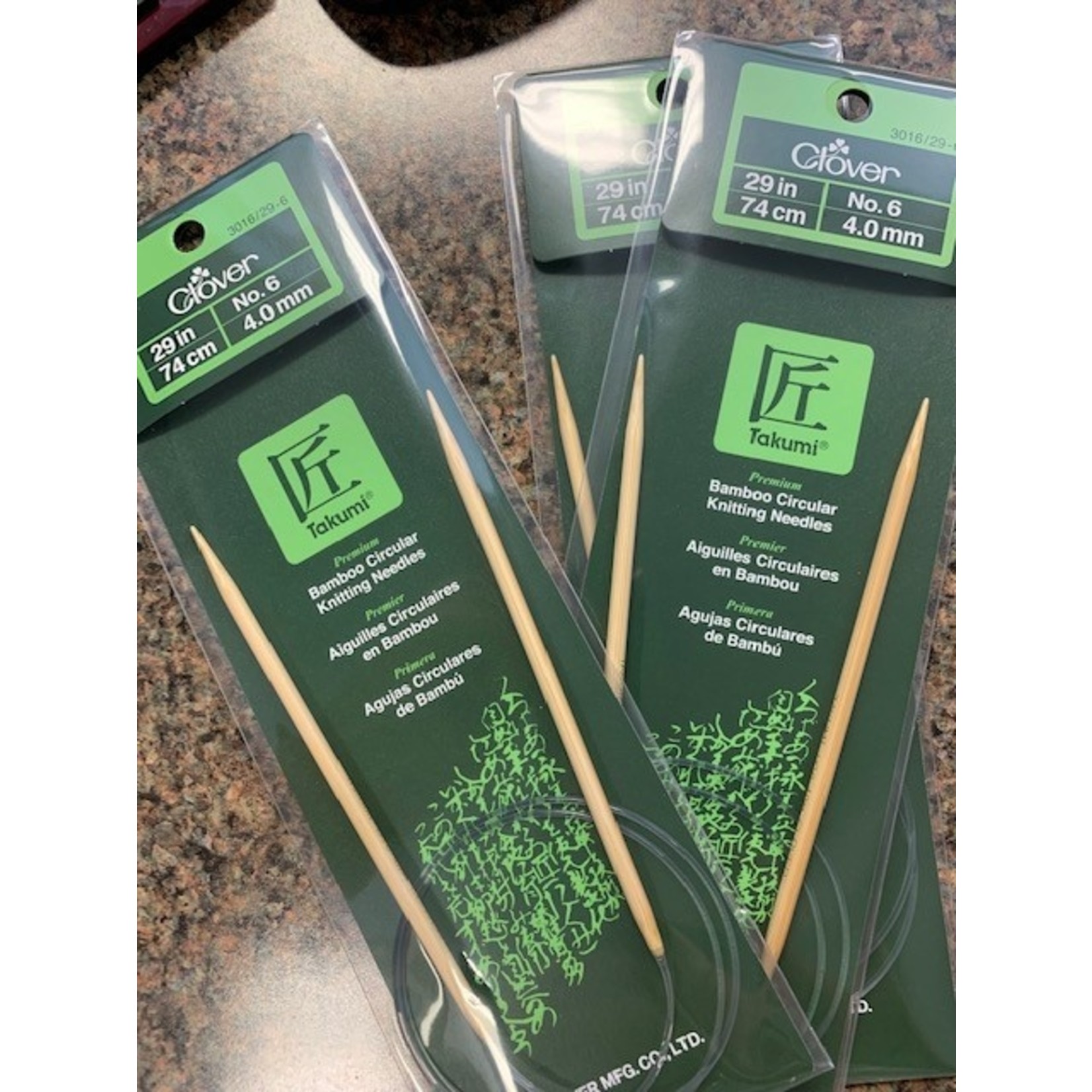 Clover Knitting Needles, Circular, Bamboo, # 6, 29 In.