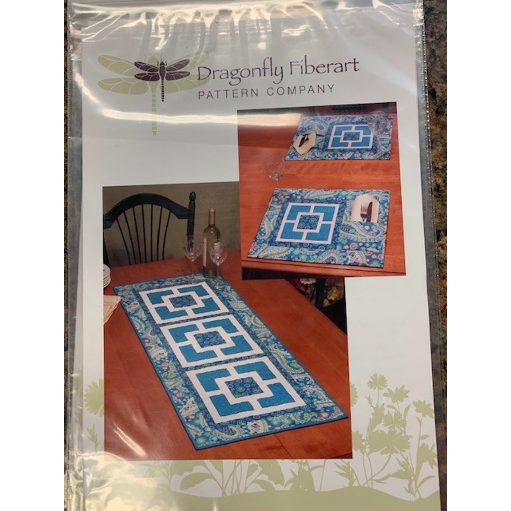 Dragonfly Fiberart Pattern, Quilting, City Squares Table Runner