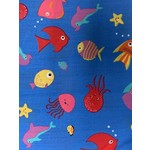 Nick Of Time Fabric, Poly/Cotton, Turquoise Seaside, Childrens, 58-60" wide