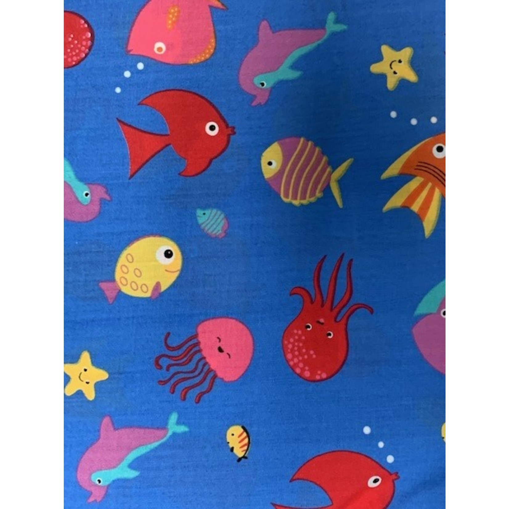 Nick Of Time Fabric, Poly/Cotton, Turquoise Seaside, Childrens, 58-60" wide