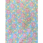 Nick Of Time Fabric,  Woven Cotton, Aqua Bouquet Calico, Childrens, Floral, 45"