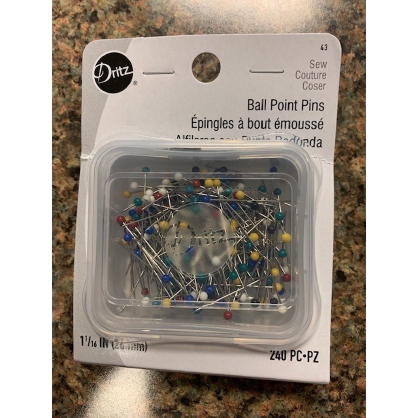 Dritz Ball Point Pins, 240 Ct,  1 1/16