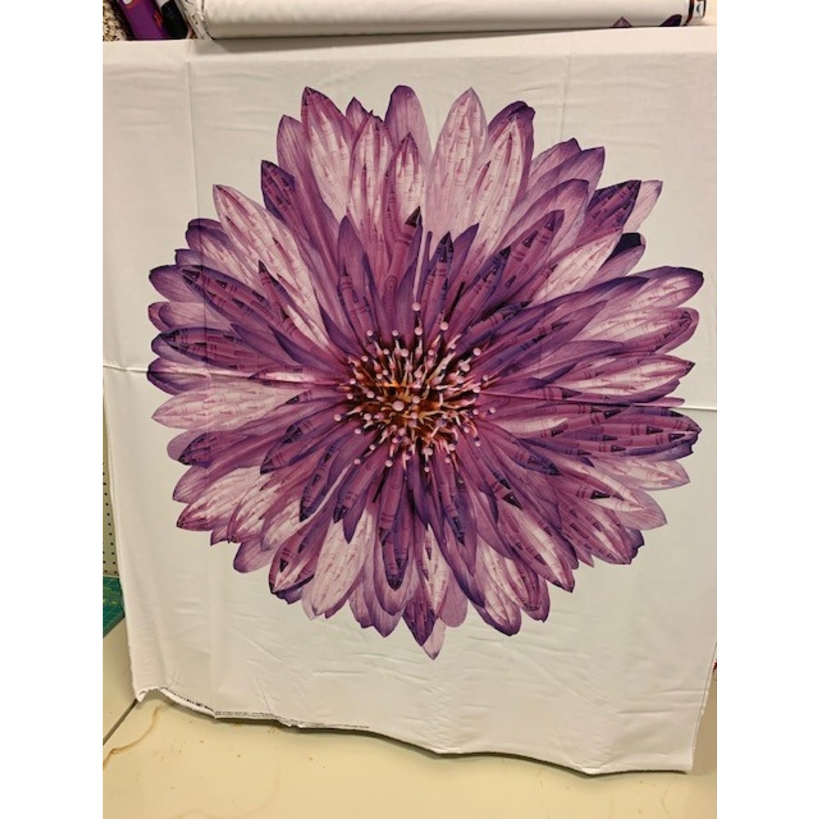 Riley Blake Fabric, 100% Cotton, Panel, Flower, Purple, It's A Crayola World
