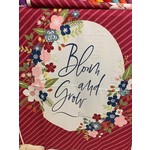 Riley Blake Fabric, Panel, 100% Cotton, "Bloom  And Grow", Burgundy