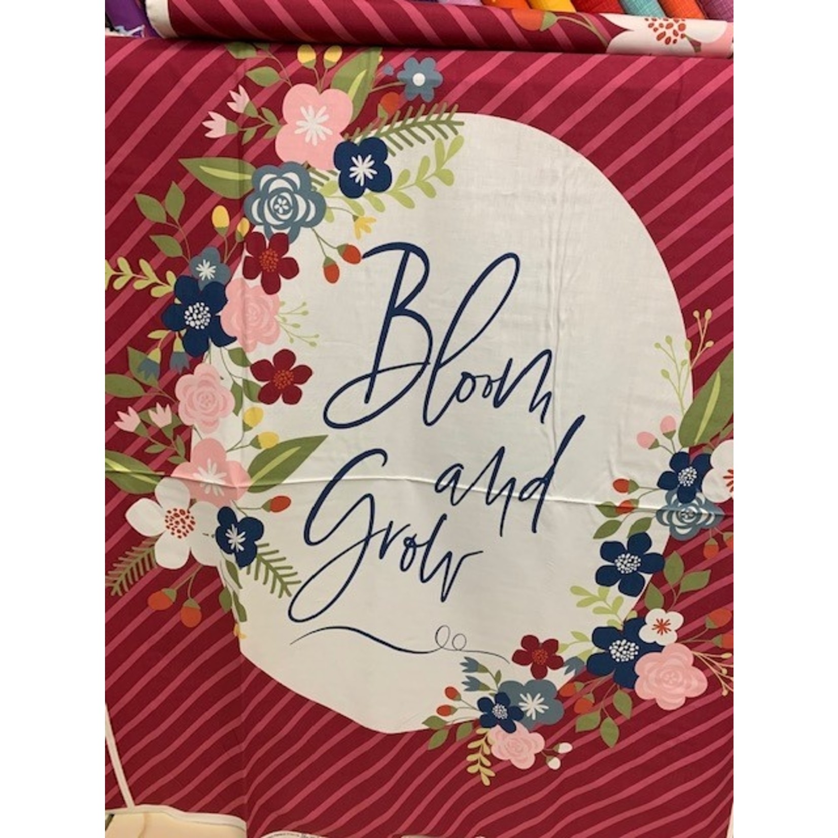 Riley Blake Fabric, Panel, 100% Cotton, "Bloom  And Grow", Burgundy