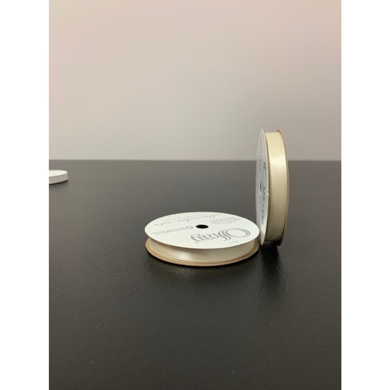 Offray Ribbon, Single Faced Satin, Antique White, 3/8" wide, 18 Ft.