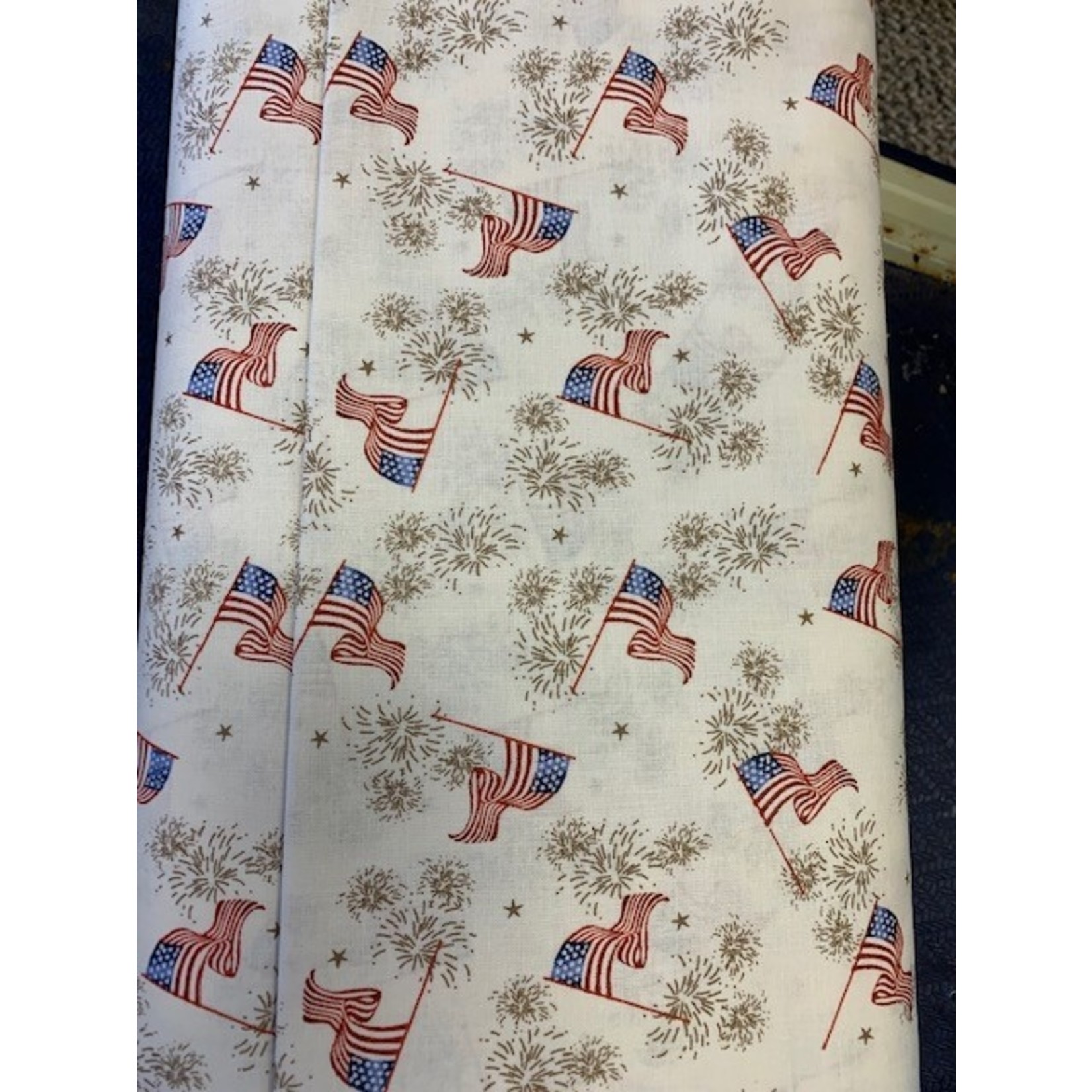 MDG- Marshall Dry Goods Fabric, 100% Cotton, Patriotic, Fireworks & Flags, 45"