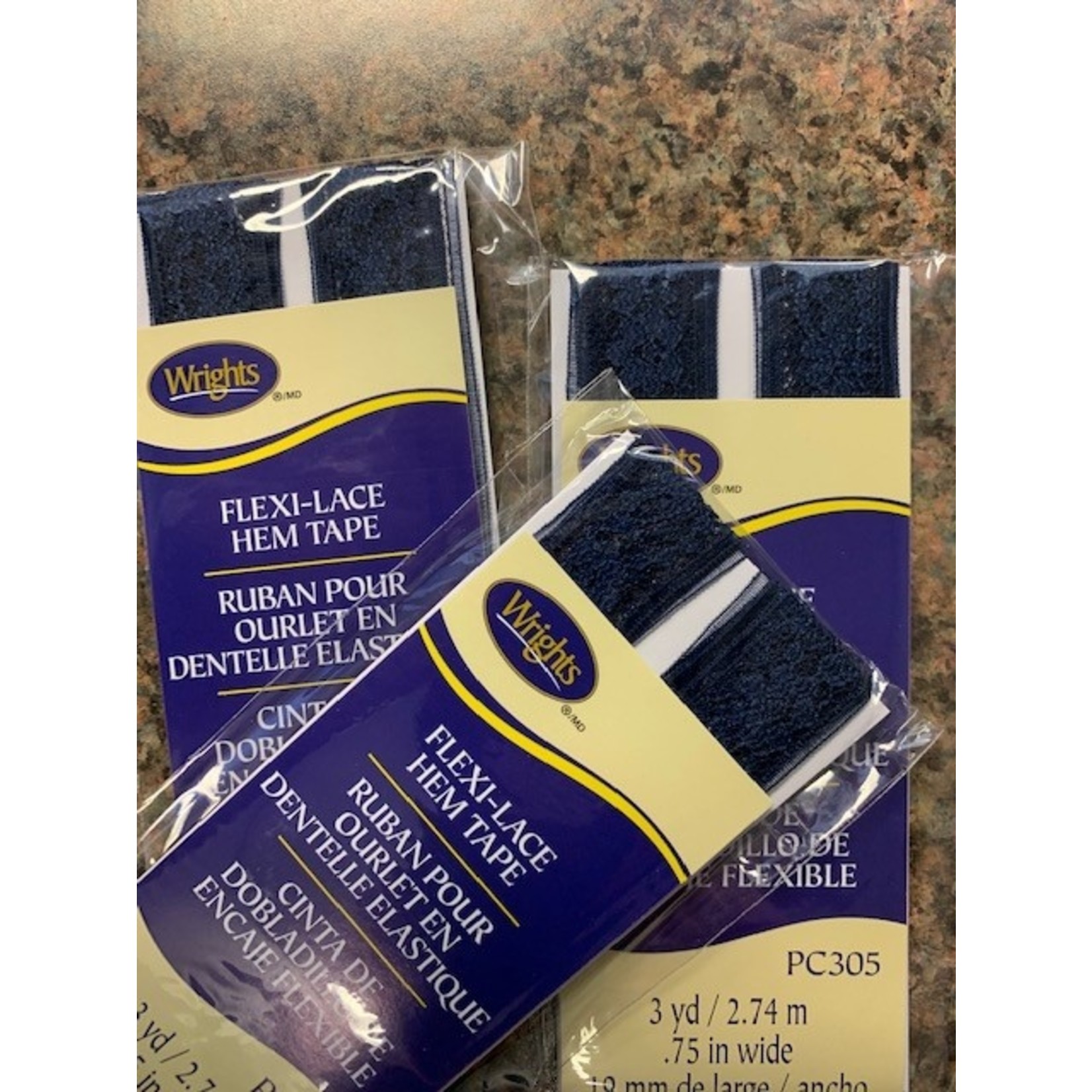 Wrights HemTape, Lace, .75 wide/ 3 yds, Navy