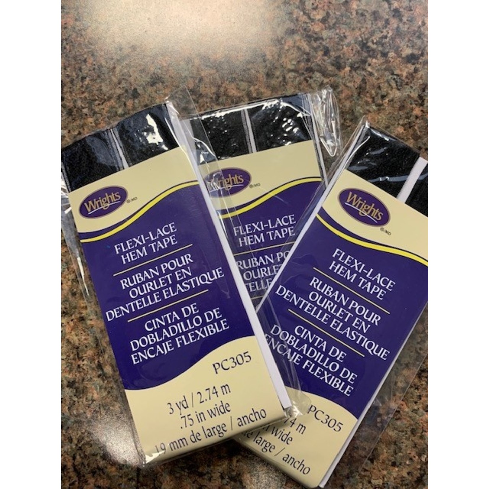 Wrights Hem Tape, Black, Lace, 3 yds, .75"