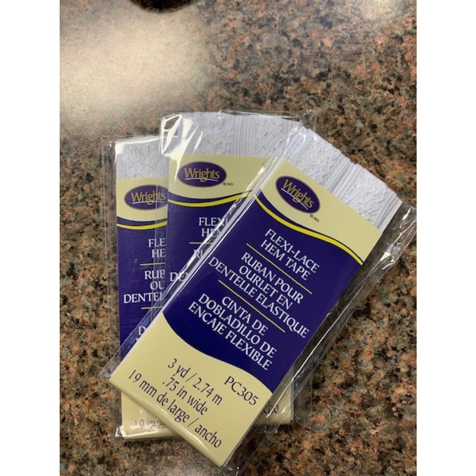 Wrights Hem Tape, Lace, White, 3 y ds, .75"