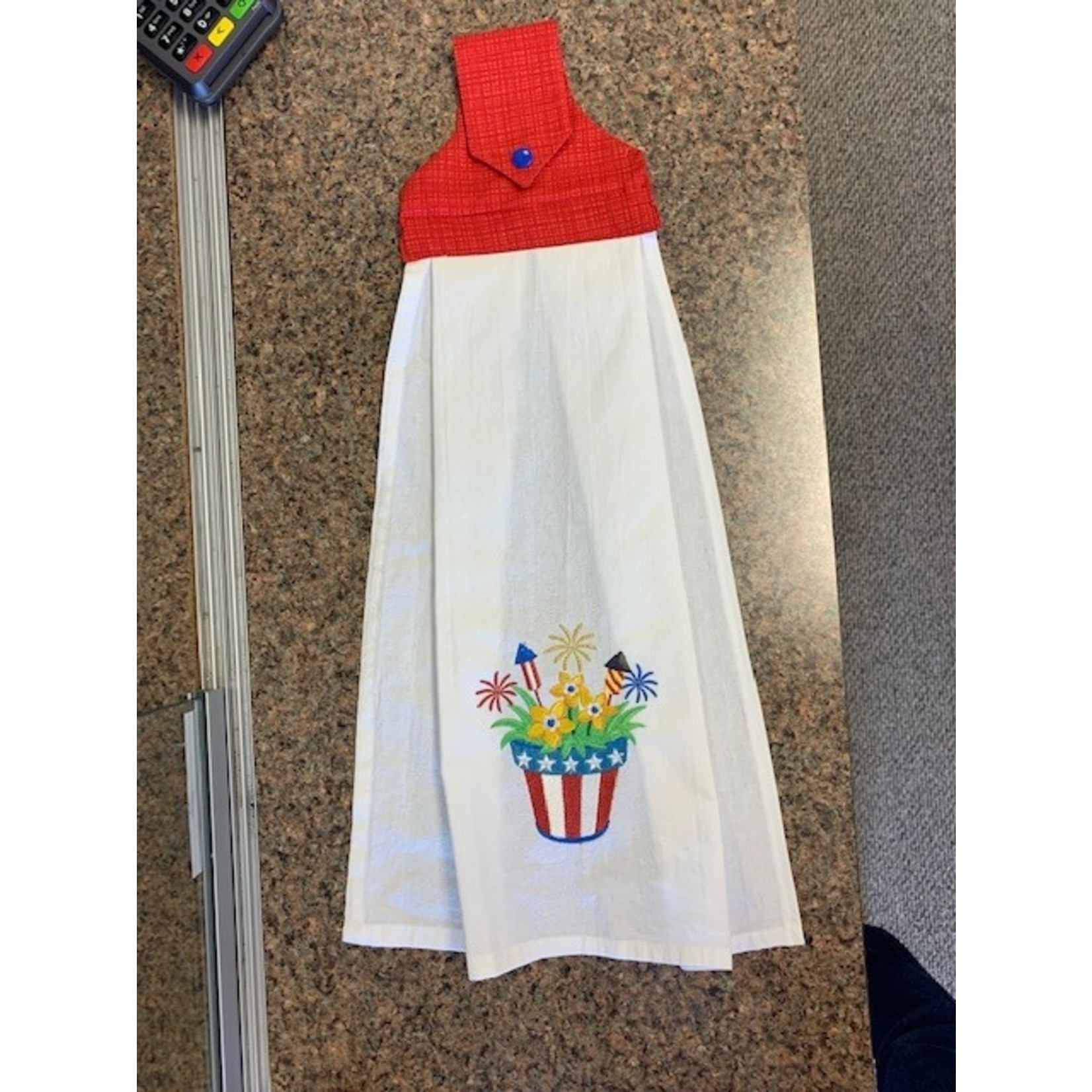 Vanessa Embroidered Hanging Tea Towel- Flag Flower Pot