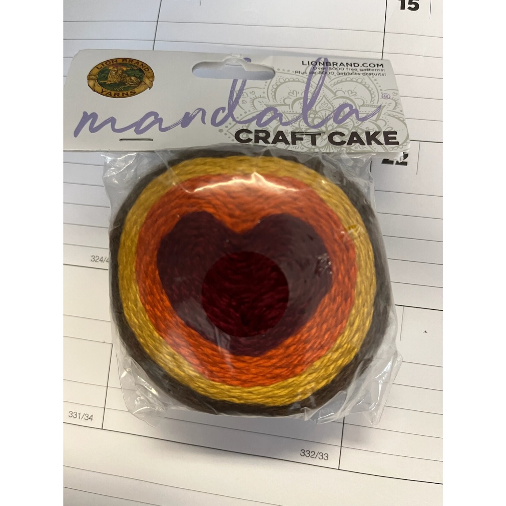 Lion Brand Yarn, Mandala Craft Cake, # 3, 88 yrds, Fall Leaves"