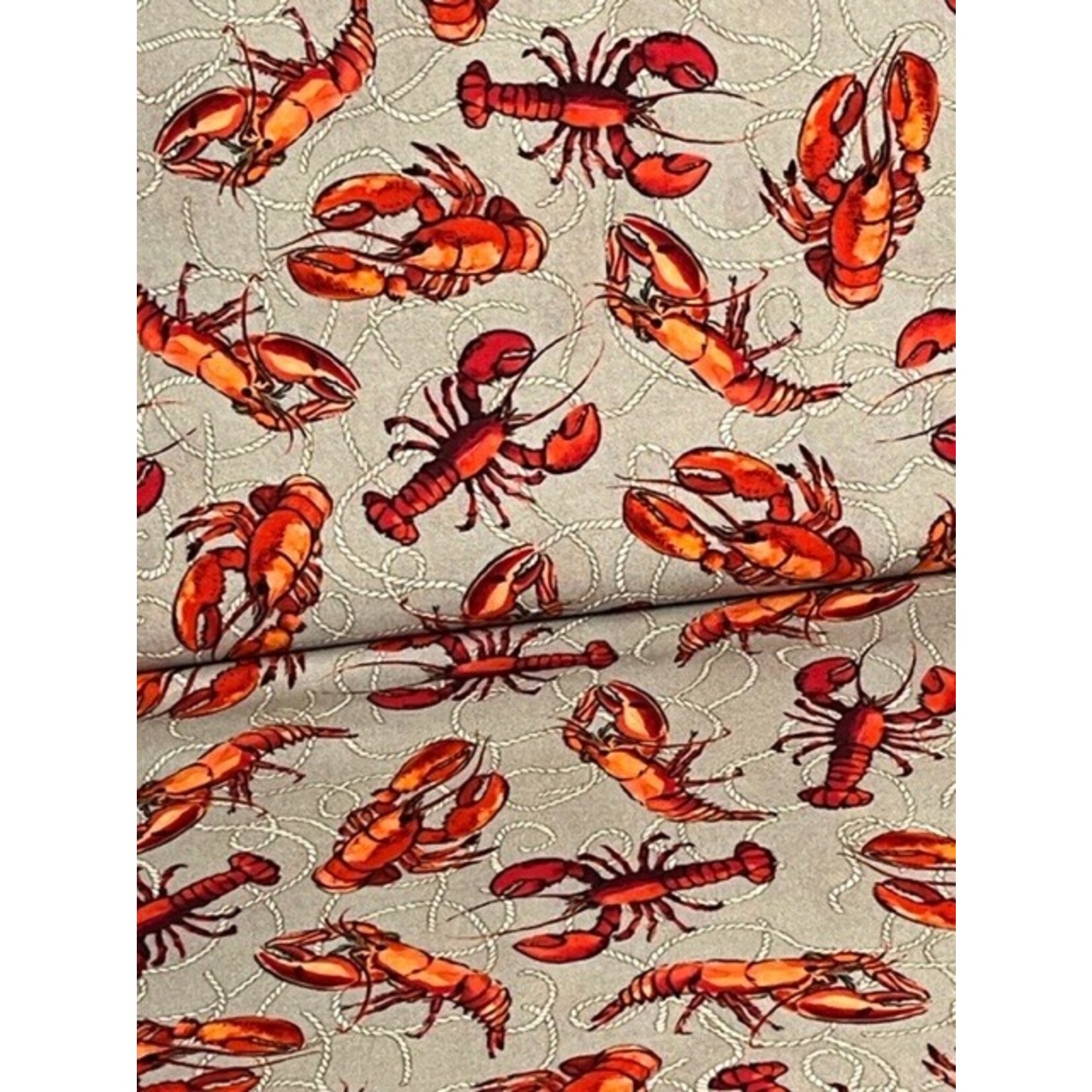 Quilting Treasures Fabric, Quilting, 100% Cotton, Apparel, 44 in, Lobsters on Gray