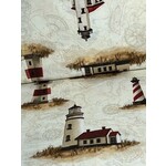 Quilting Treasures Fabric, Lighthouses on cream background, Quilting, Apparel, 44 in, 100% Cotton