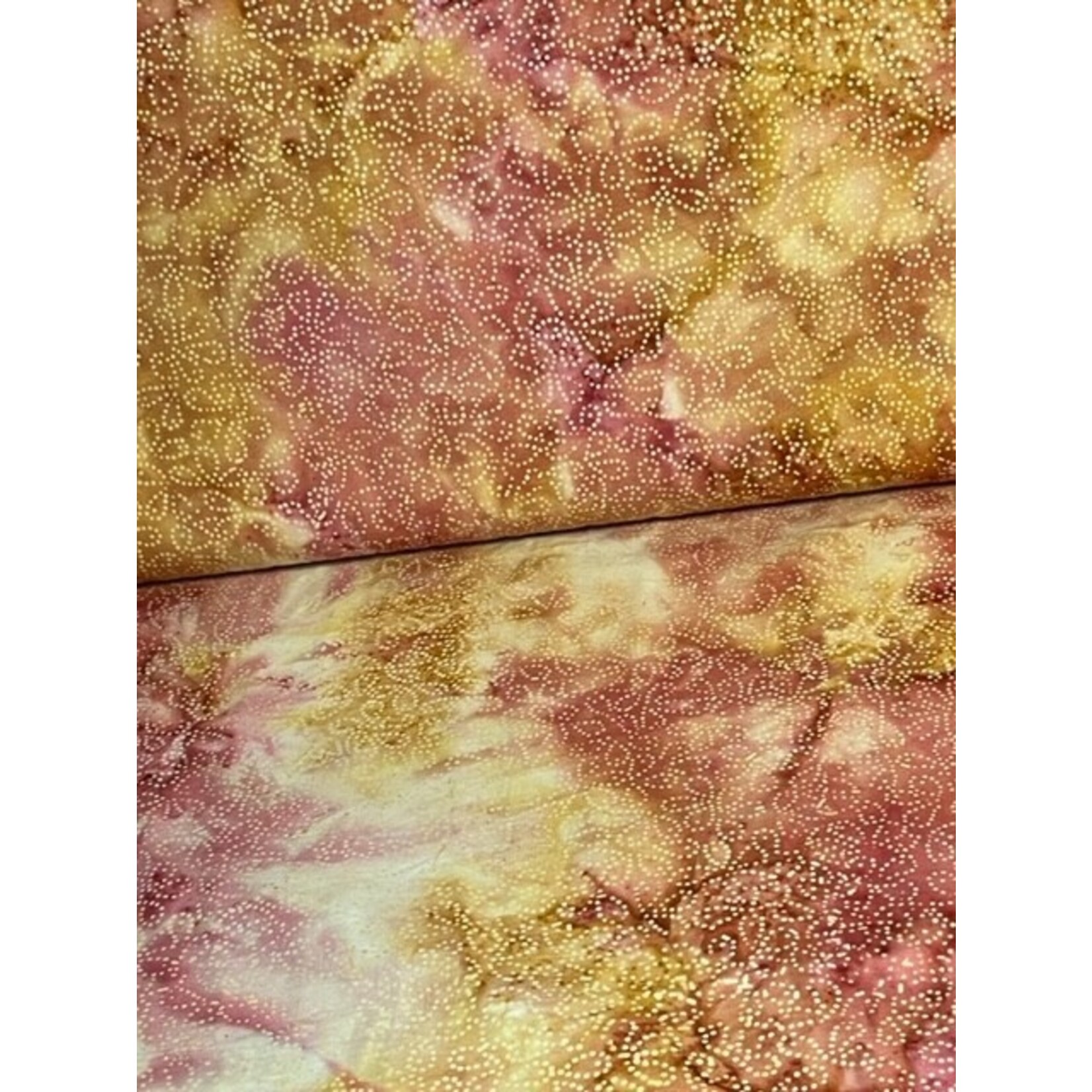 Island Batik Fabric, Batik, 100% Cotton, 44 in,  Dot Floral Sunset,  Quilting, Apparel, Red/Yellow