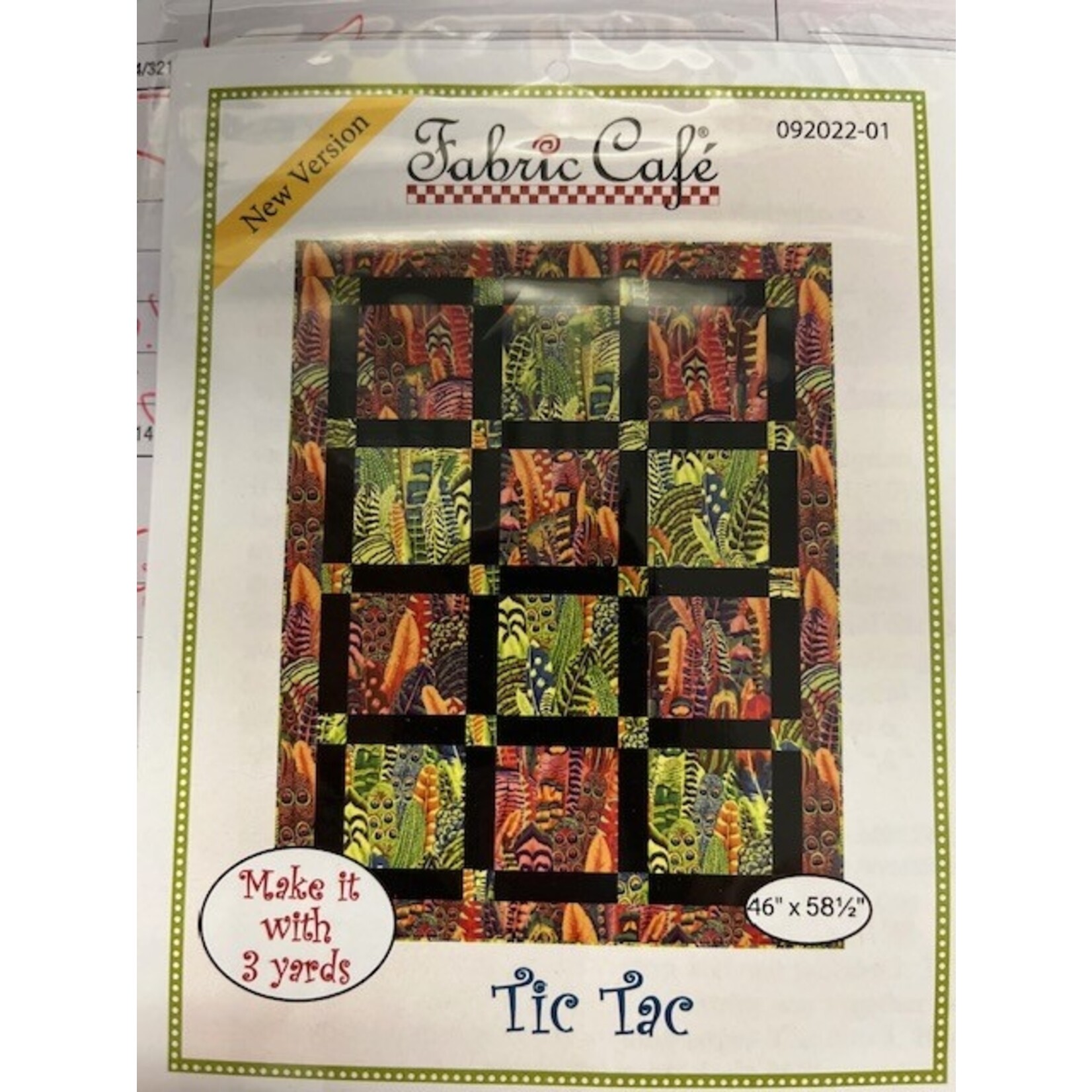 Fabric Cafe Quilting Pattern, "Tic Tac", 3 Yard Pattern