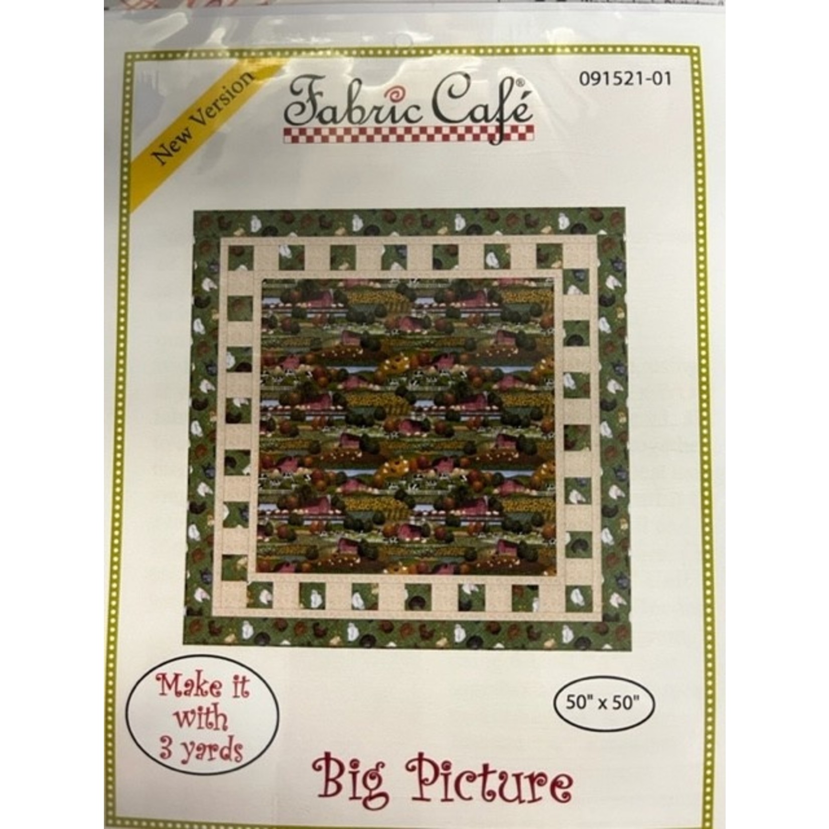 Fabric Cafe Quilting Pattern, Big Picture, 3 Yard Quilt