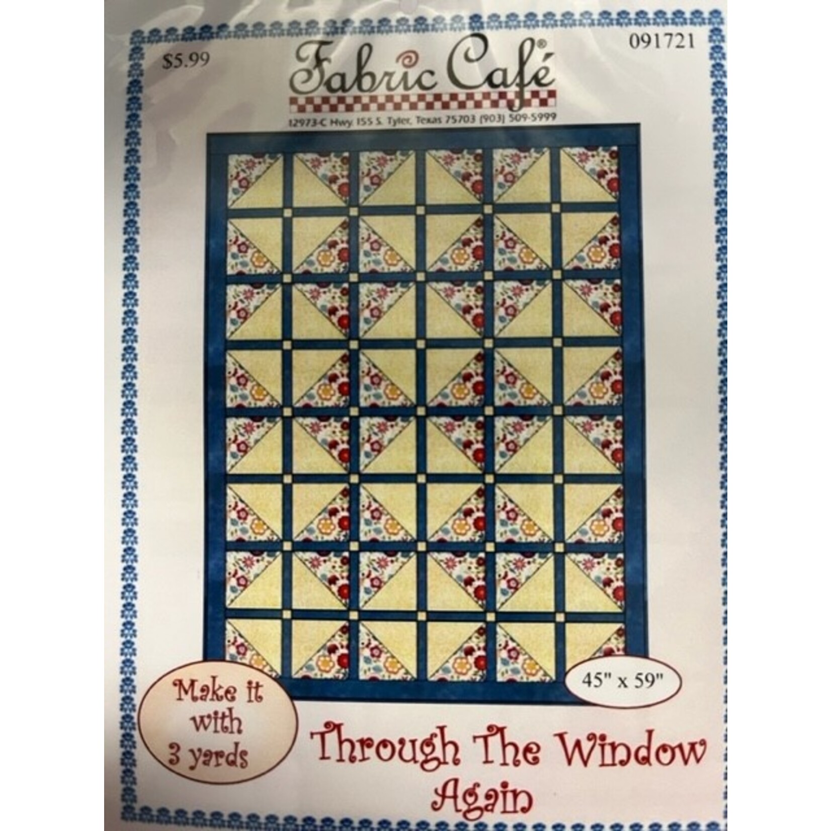 Fabric Cafe Pattern, Quilting, "Through The Window Again", 3 Yard Pattern