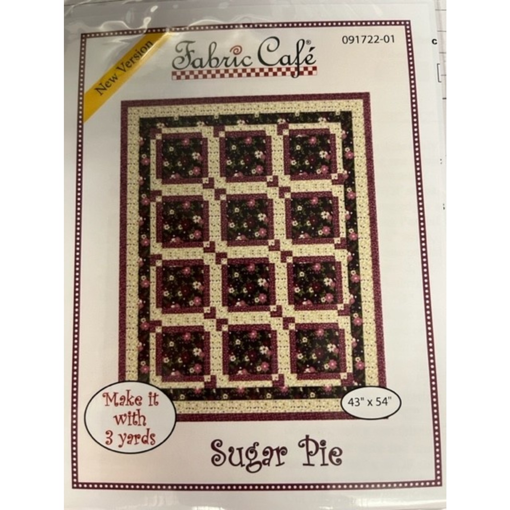 Fabric Cafe Pattern, Quilting, "Sugar Pie", 3 Yard Quilt