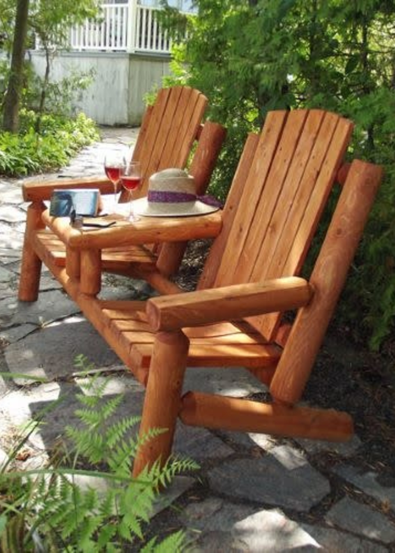 Canadian Timber Canadian Timber Adirondack Log Gossip Bench With Table