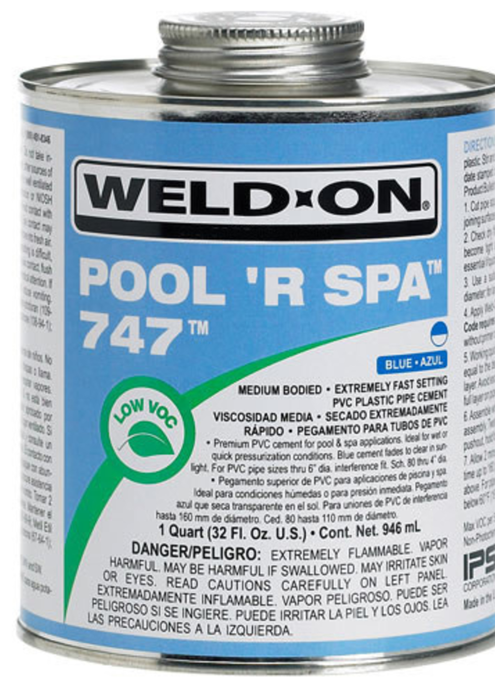 Weld-On Weld-On PVC Cement 747 Pool 'R Spa (Blue), 1 Pint