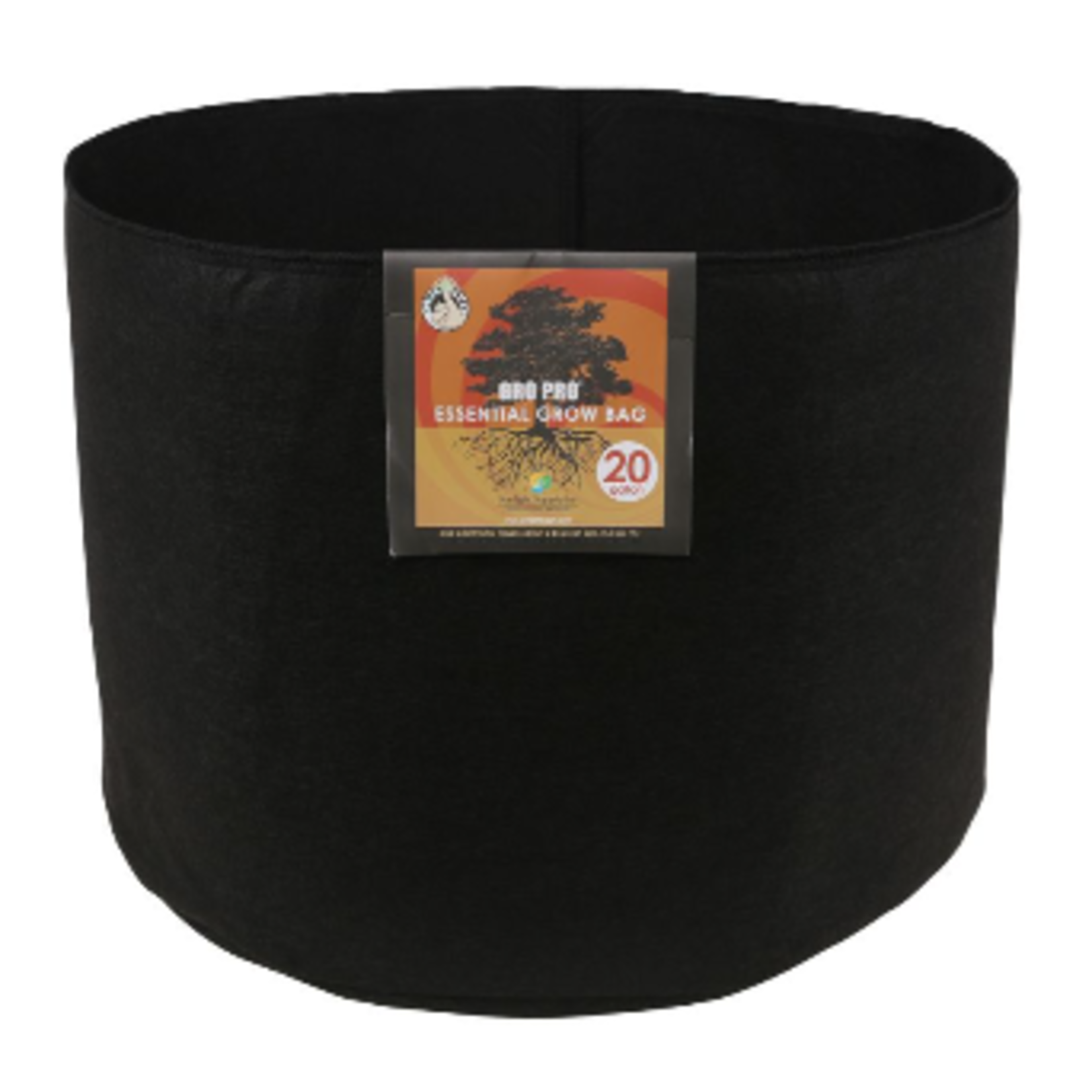 Gro Pro Essential Round Fabric Pot - Black 20 Gallon
