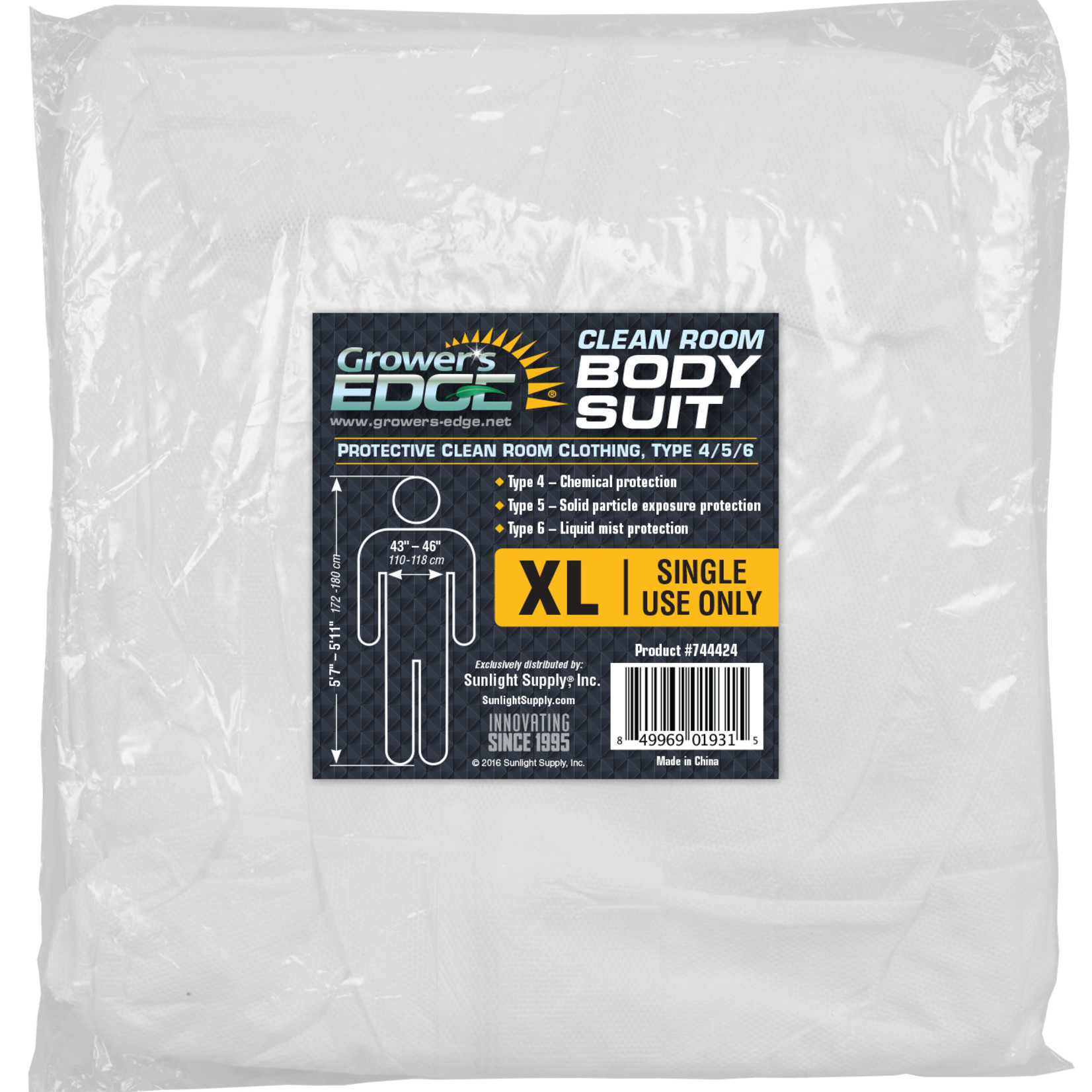 Grower's Edge Grower's Edge Clean Room Body Suit - Size XL
