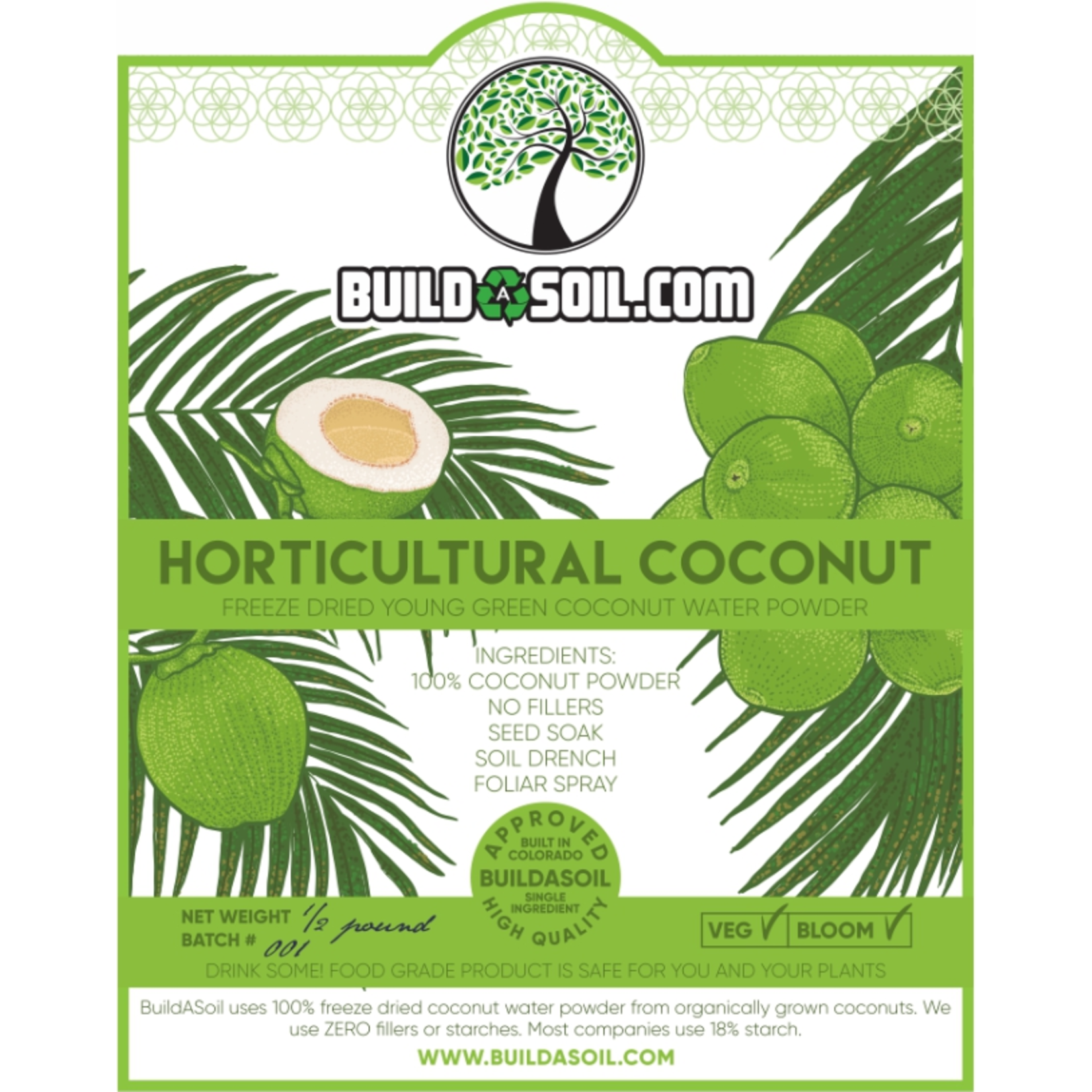 Coconut Water Powder  Raw Freeze Dried Organic 1 lb Coconut Water Powder