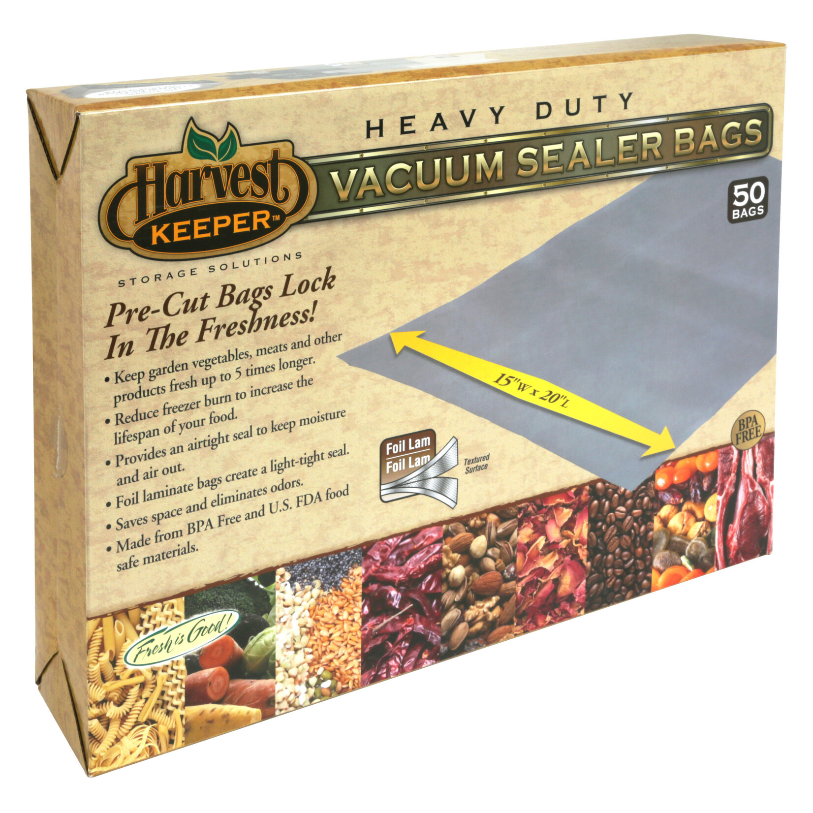 Harvest Keeper Silver / Silver Precut Bags 15 in x 20 in (50/Pack)