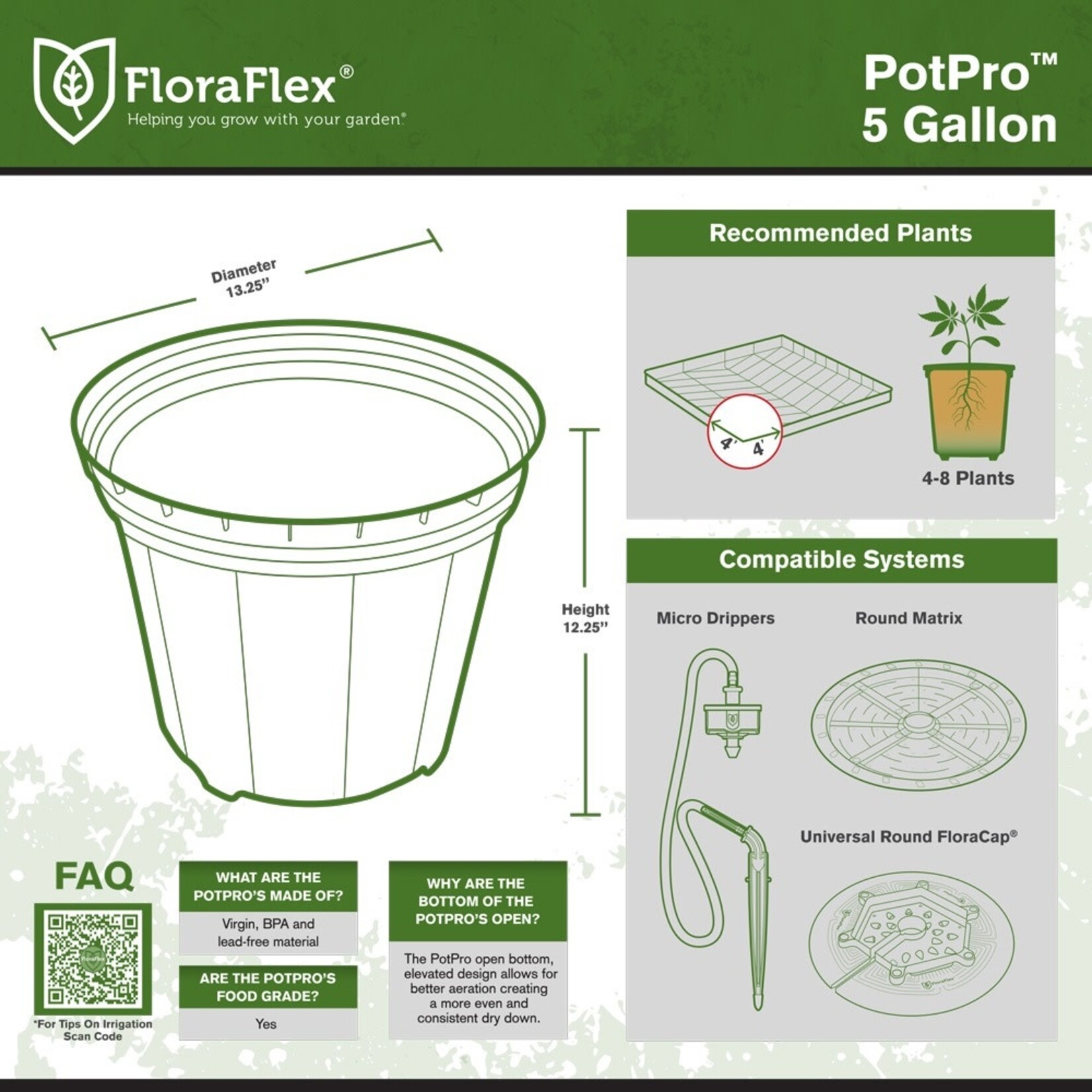 Flora Flex PotPro™ | 5 Gallon Premium Nursery Pot | Round