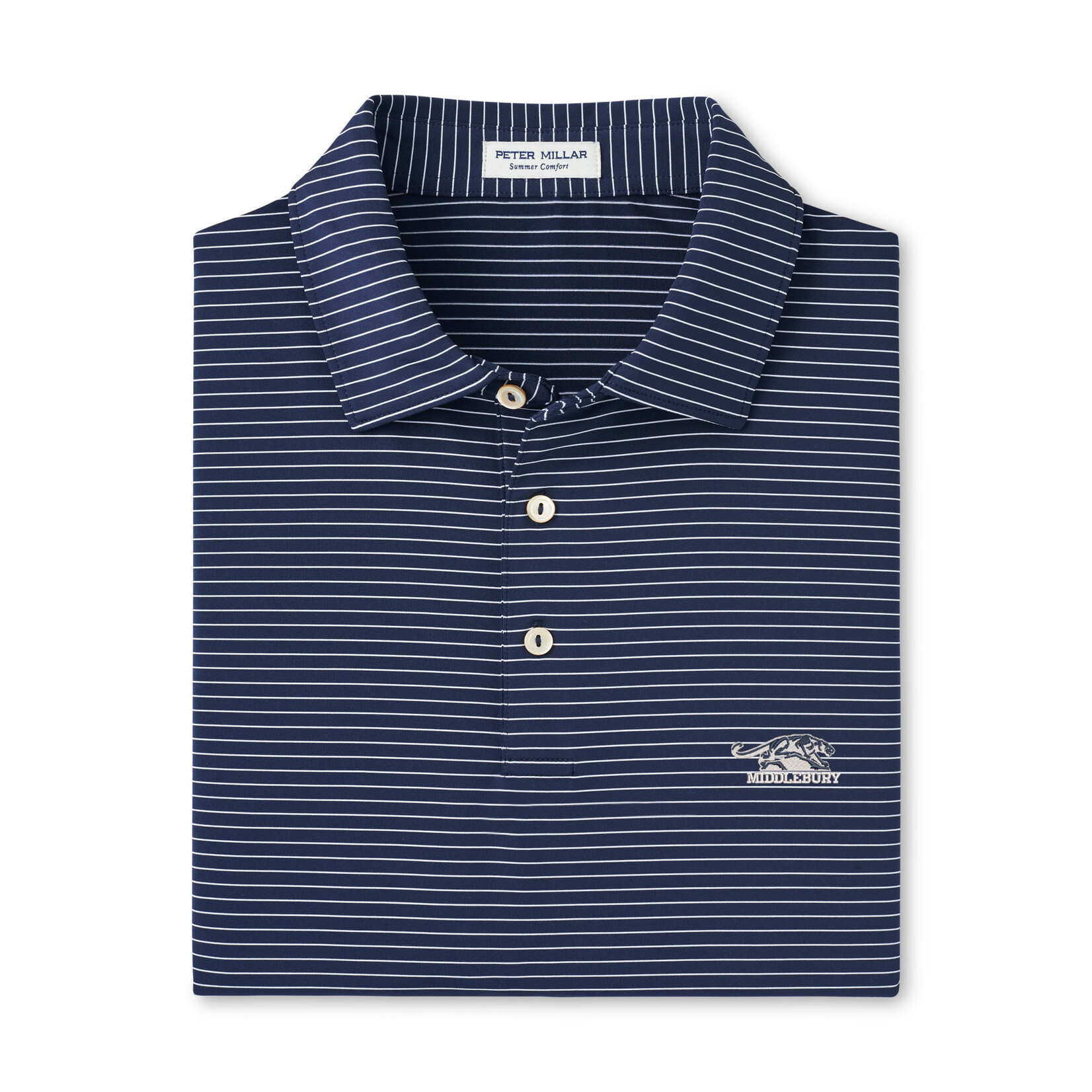 P MILLAR POLO NAVY STRIPE POR