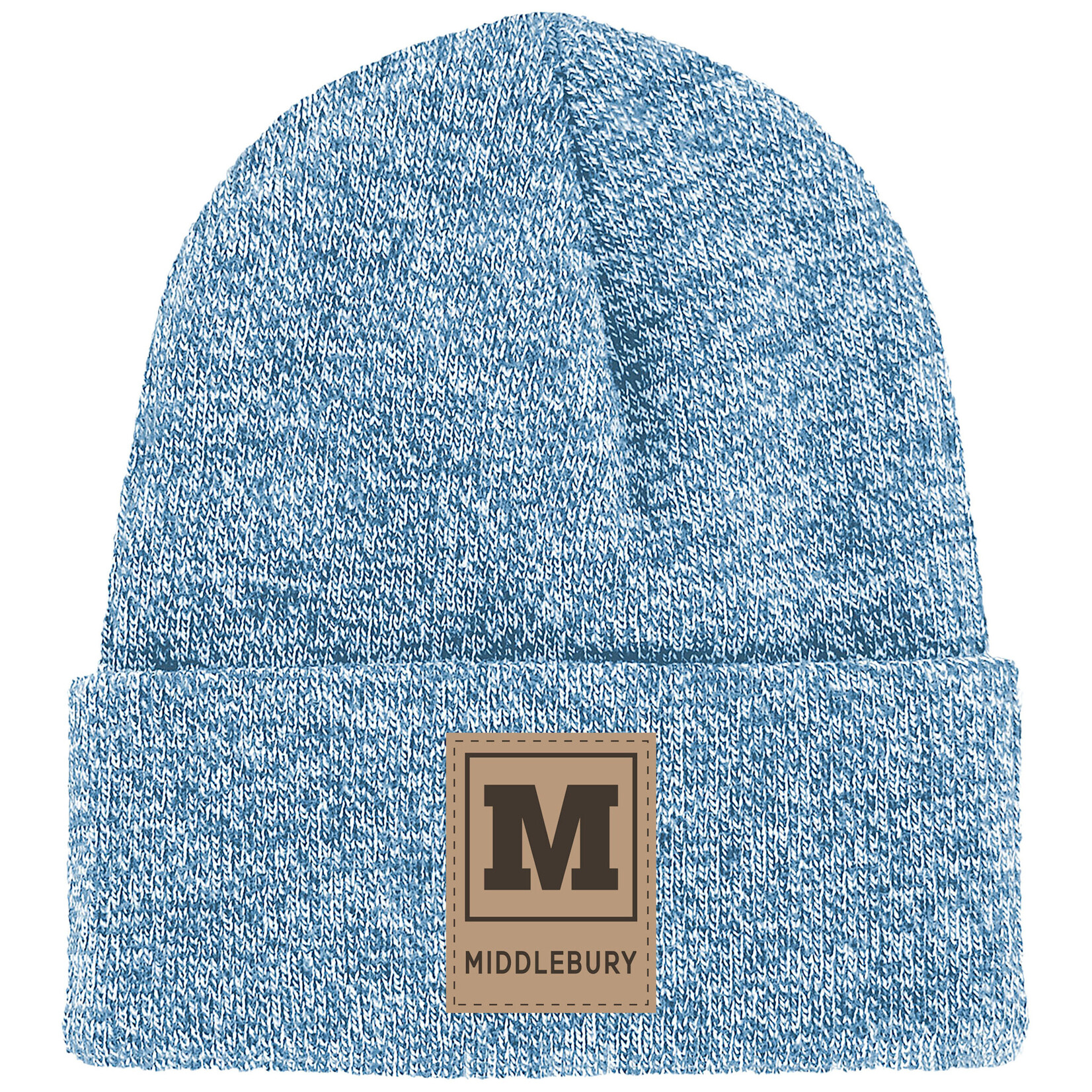 LIGHT BLUE MARLED BEANIE M/MIDDLEBURY PATCH