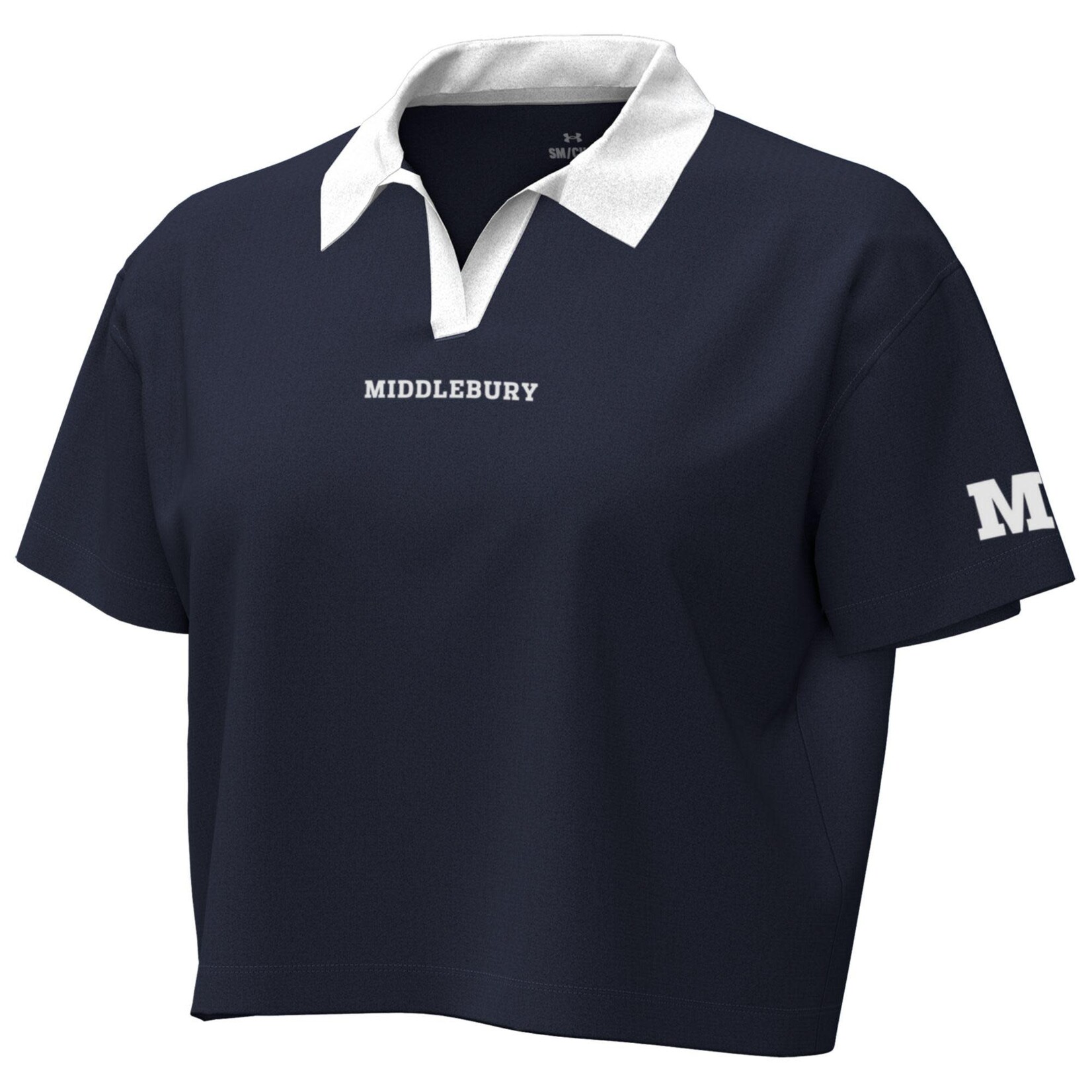 UA NAVY COLLARED CROP TEE