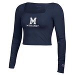 CHAMPION LS SQUARE NECK NAVY TEE