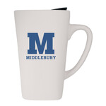 WHITE 15OZ SOFT TOUCH CERAMIC MUG W/LID
