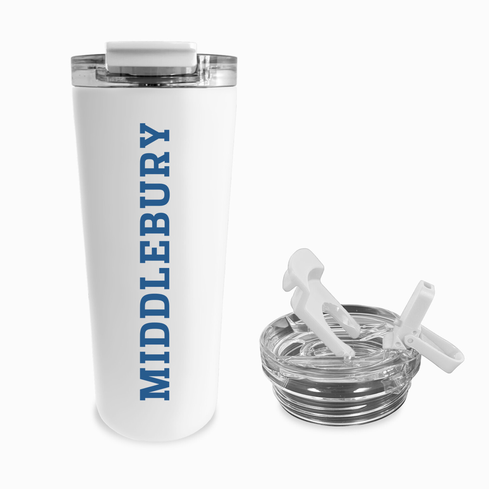 WHITE 24OZ DUAL LID TUMBLER W/MIDDLEBURY