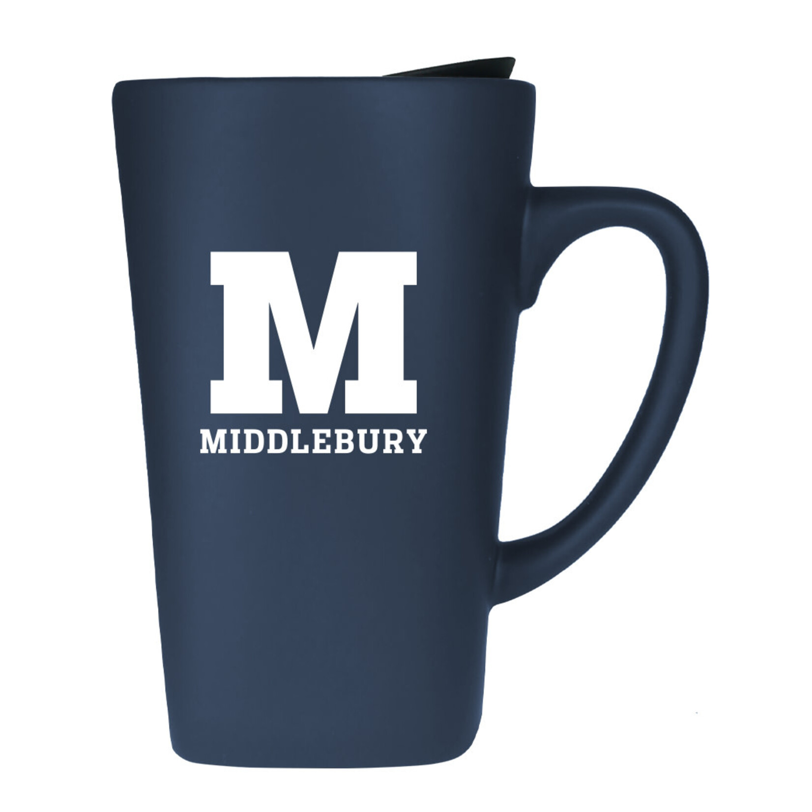 NAVY 15OZ SOFT TOUCH CERAMIC MUG W/LID