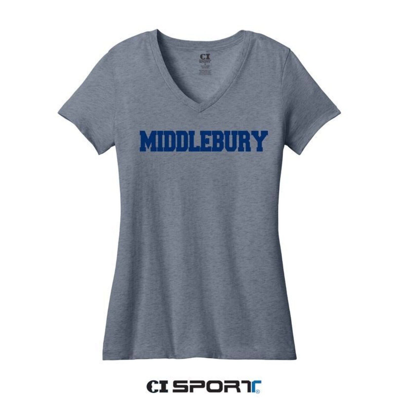 CI SPORT (W)HEATHER NAVY V-NECK TEE