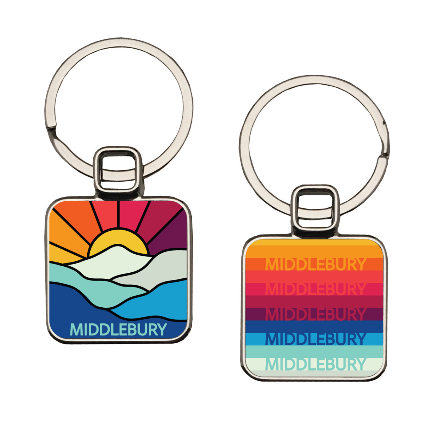 SQUARE KEYRING WITH FULL 2 SIDED COLOR DESIGN