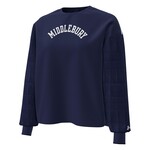 UA (W) NAVY FLEECE QUILT CREW