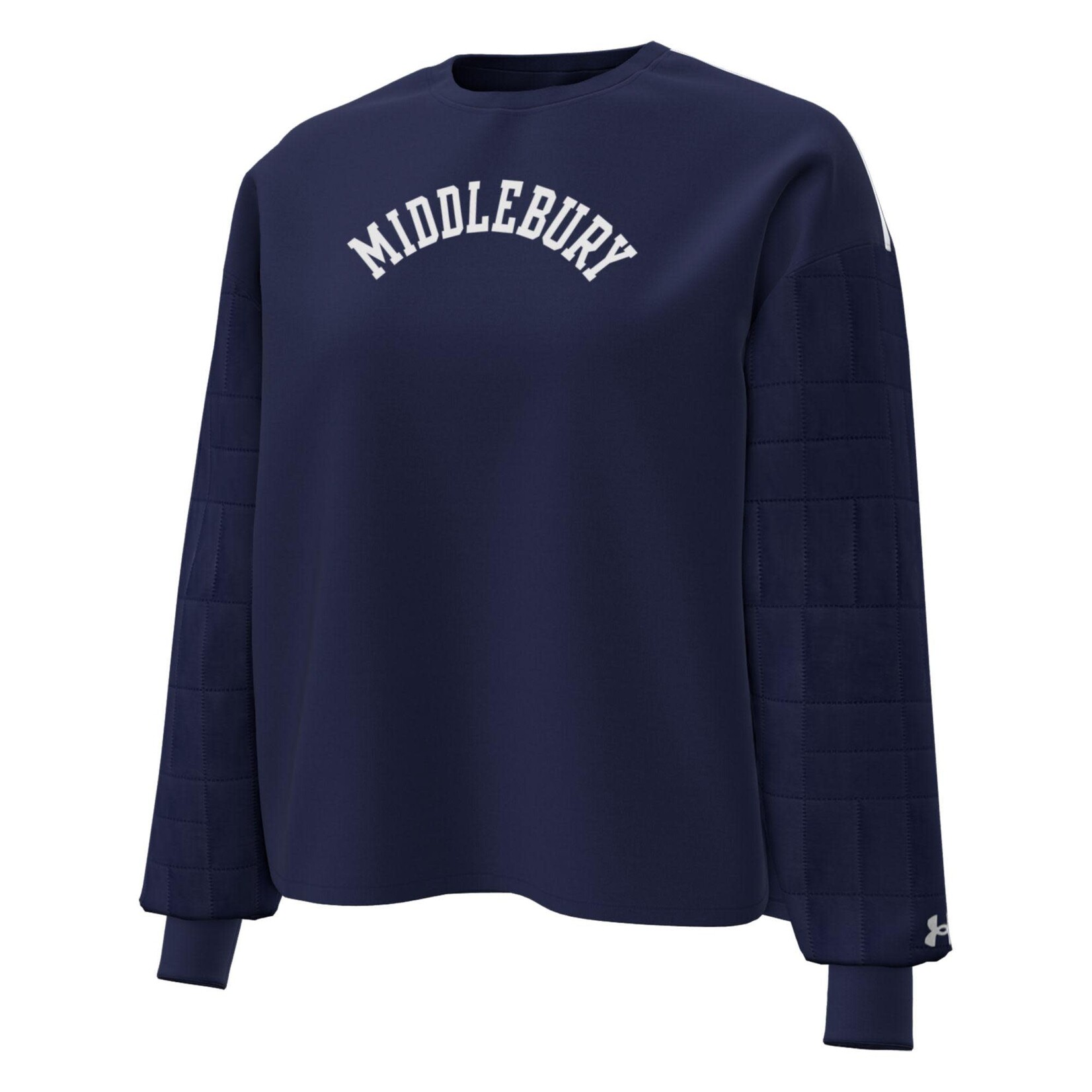 UA (W) NAVY FLEECE QUILT CREW