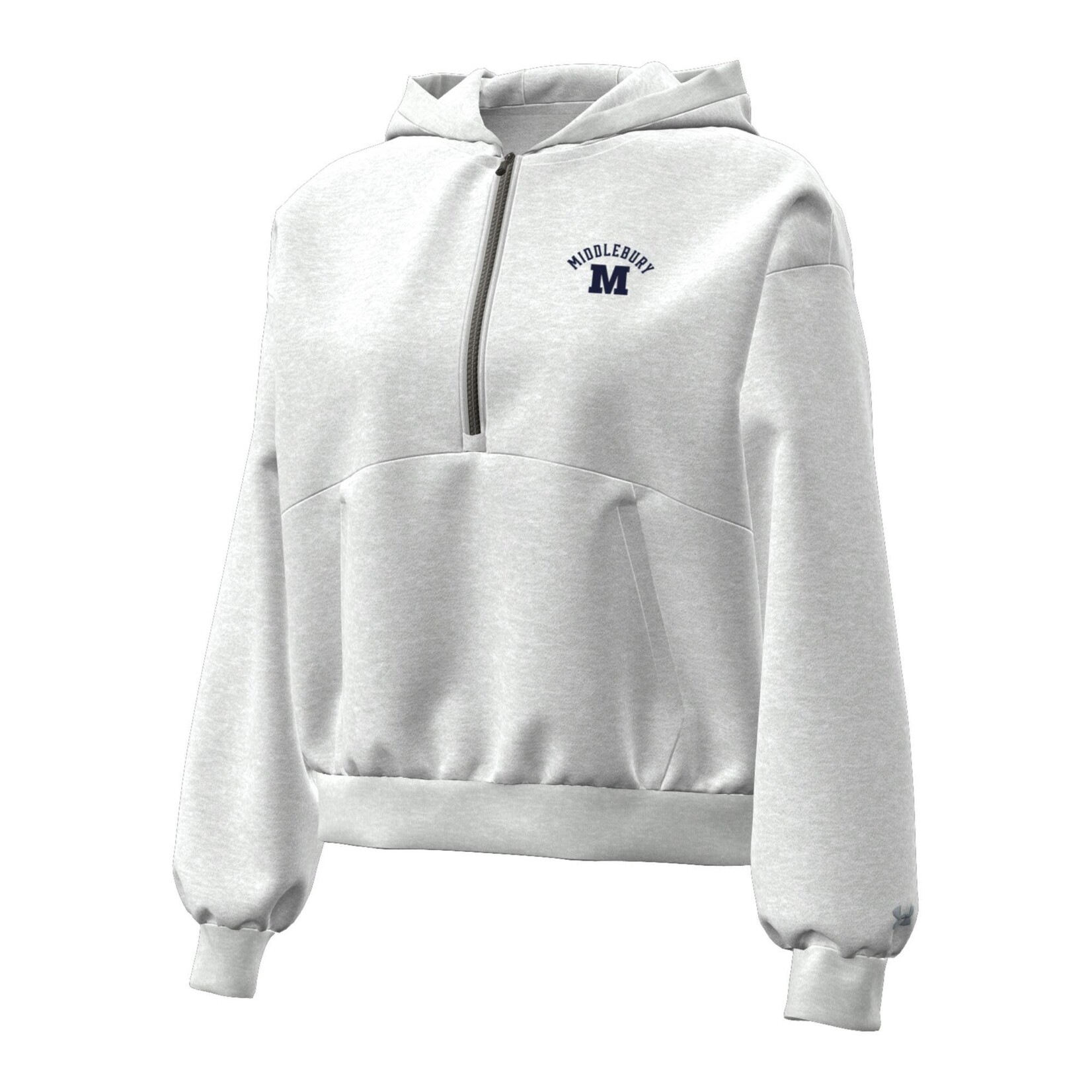 UA (W) SILVER HEATHER 1/2 ZIP HOOD