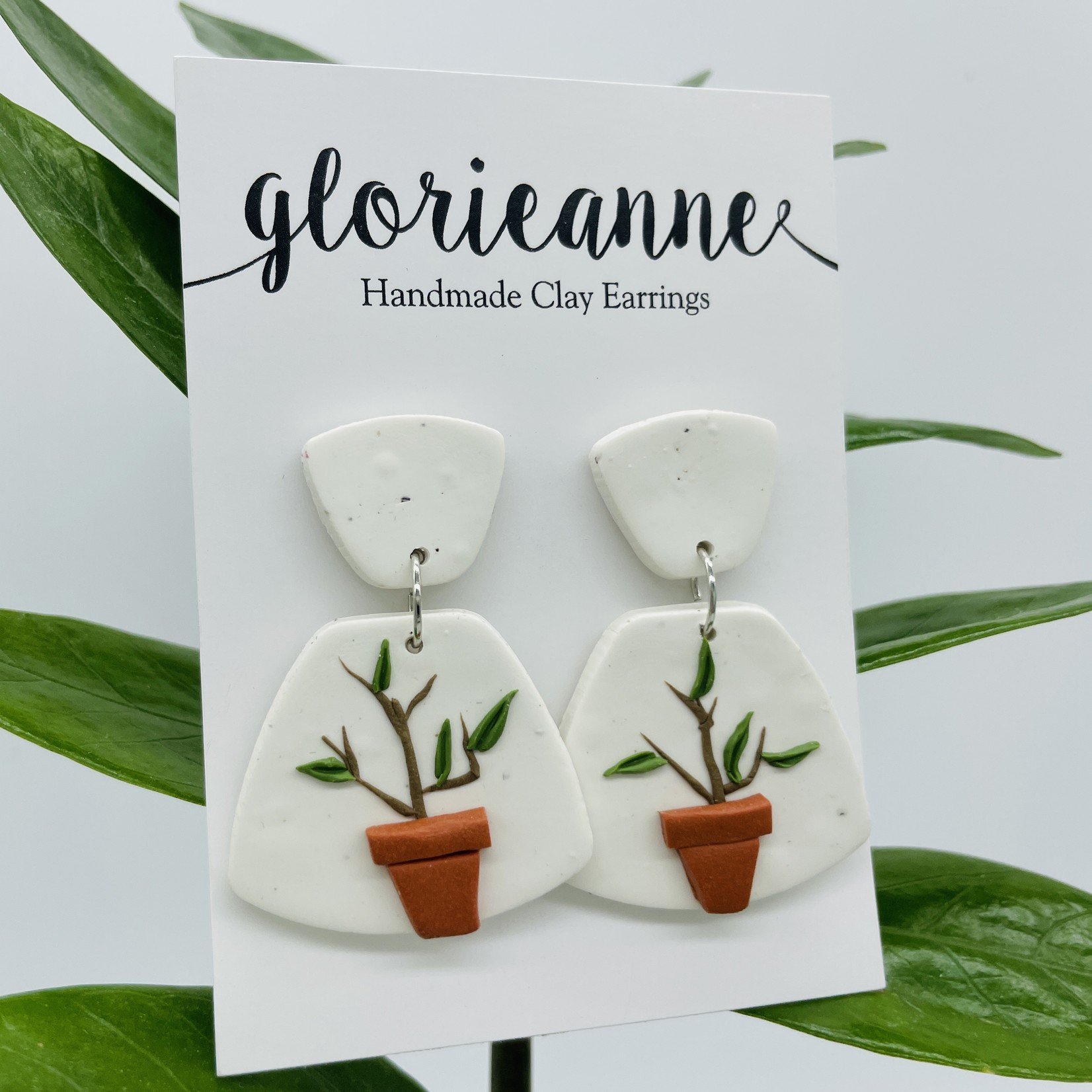 Clay Jewelry Handmade Potted Plant Earrings