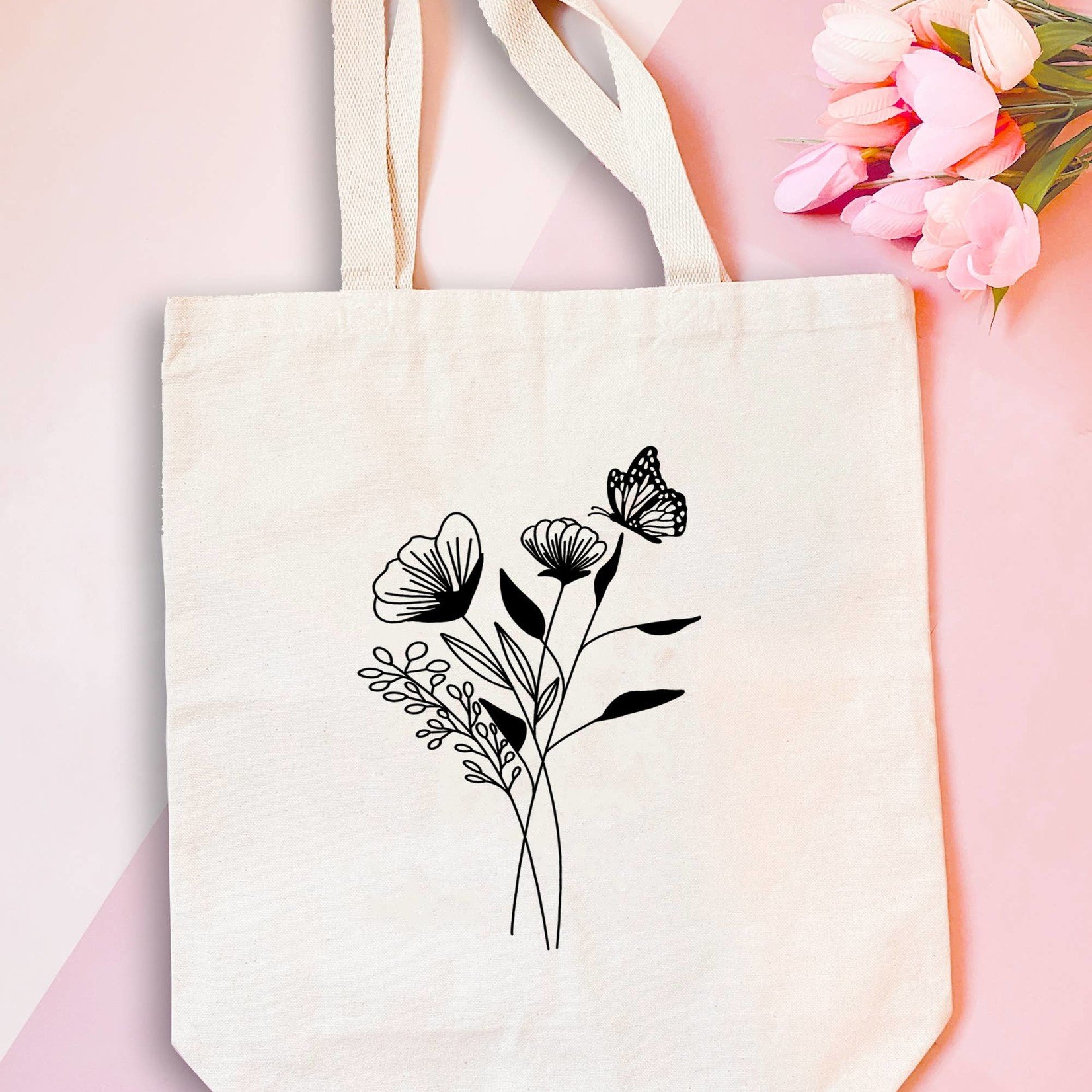 Flowers Tote Bag Wildflower Cute Tote Bag Botanical Floral 