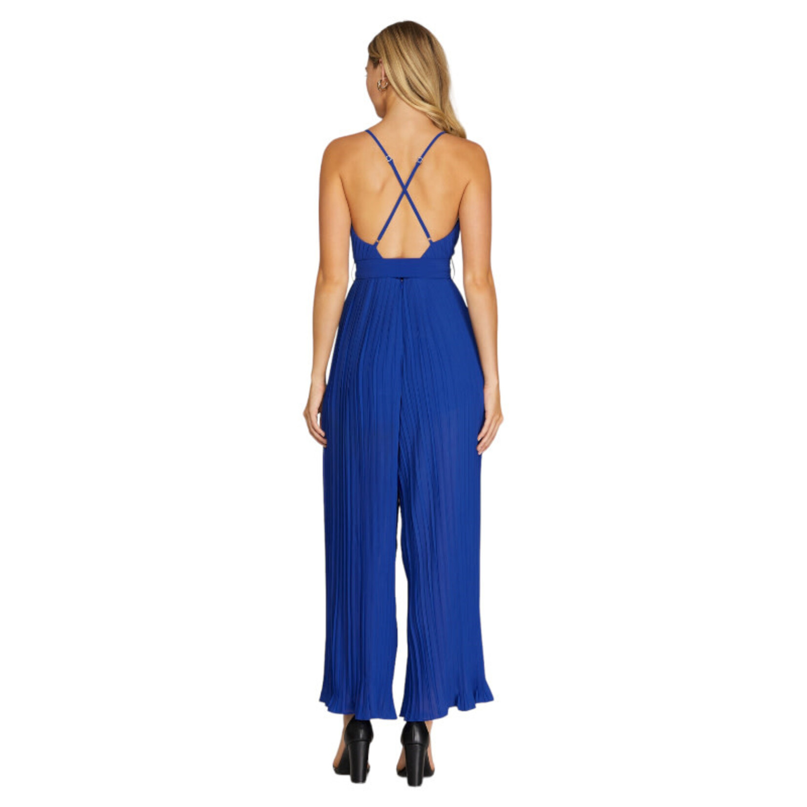 SHE & SKY SHE & SKY CAMI PLEATED JUMPSUIT WITH WAIST TIE AND FRONT TIE SY1829R